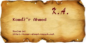 Komár Ahmed névjegykártya